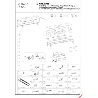 Szafka RTV Murano | Halmar | 150x40 cm | Dąb Artisan/Czarny