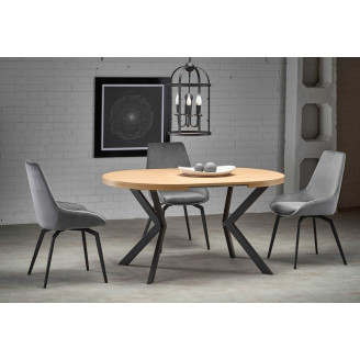 Stół rozkładany okrągły loft Peroni 100cm dąb/czarny | Halmar