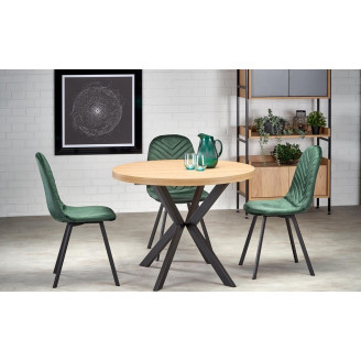 Stół rozkładany okrągły loft Peroni 100cm dąb/czarny | Halmar