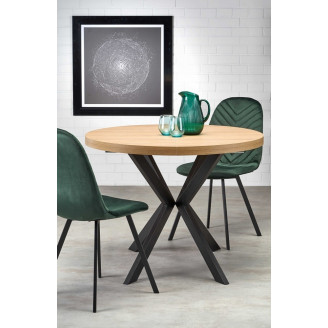 Stół rozkładany okrągły loft Peroni 100cm dąb/czarny | Halmar