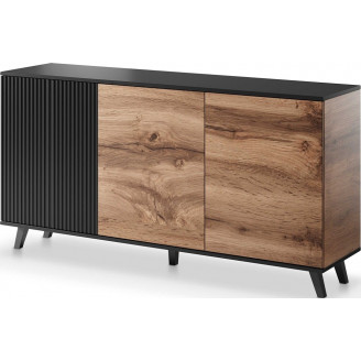 Komoda Random KM1 160x40 dąb wotan/czarny Halmar - Nowoczesny design