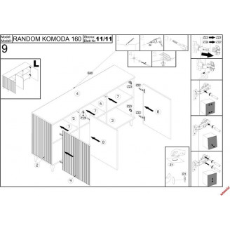 Komoda Random KM1 160x40 dąb wotan/czarny Halmar - Nowoczesny design