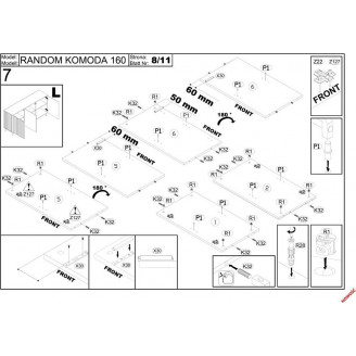 Komoda Random KM1 160x40 dąb wotan/czarny Halmar - Nowoczesny design