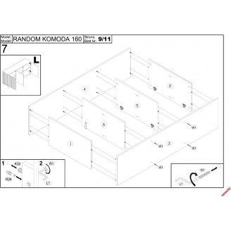 Komoda Random KM1 160x40 dąb wotan/czarny Halmar - Nowoczesny design