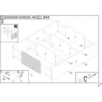 Komoda Random KM1 160x40 dąb wotan/czarny Halmar - Nowoczesny design