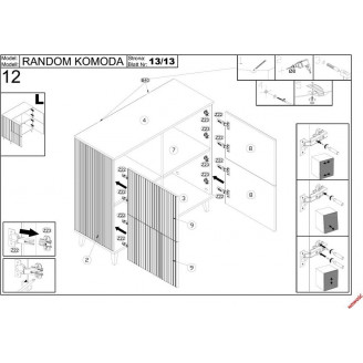 Komoda Random Halmar: Styl Loftowy, 100x40cm, Dąb Wotan/Czarny