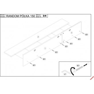 Półka Random Halmar 150x20cm - Loftowy Design | Regał Ścienny