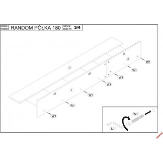 Półka wisząca Random 180x20cm Halmar - Loftowy Design | Regał Ścienny