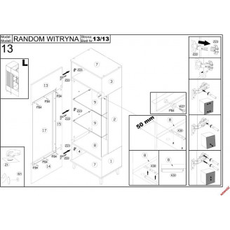 Witryna Random 60x40 dąb wotan/czarny Halmar - Regał do salonu
