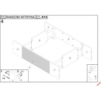 Witryna Random 60x40 dąb wotan/czarny Halmar - Regał do salonu
