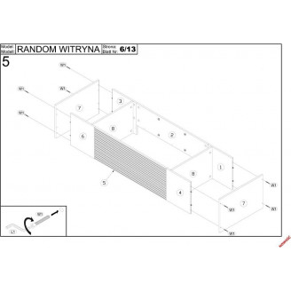 Witryna Random 60x40 dąb wotan/czarny Halmar - Regał do salonu