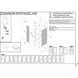 Witryna Random 60x40 dąb wotan/czarny Halmar - Regał do salonu