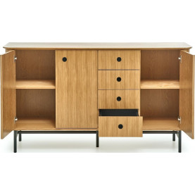 Komoda Retro Halmar Smart 167cm | Dąb Naturalny/Czarny 2