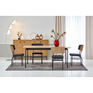 Stół rozkładany retro Smart Halmar | Dąb naturalny/czarny