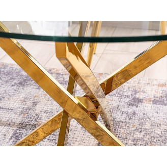Stół szklany złote nogi Agis 90cm | Signal - Elegancki design