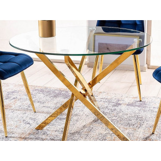 Stół szklany złote nogi Agis 90cm | Signal - Elegancki design
