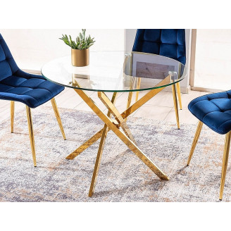 Stół szklany złote nogi Agis 90cm | Signal - Elegancki design