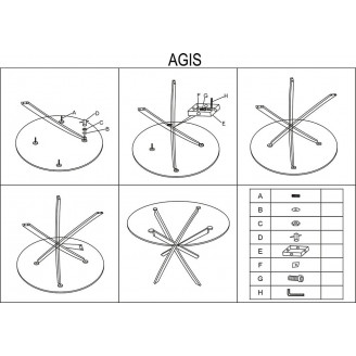 Stół szklany złote nogi Agis 90cm | Signal - Elegancki design