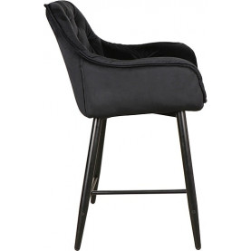 Krzesło barowe welurowe pikowane Cherry Velvet 60cm czarne Signal 2