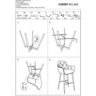 Krzesło barowe welurowe Signal Cherry Velvet - Czarny | Komfort i styl
