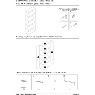 Regał stojący Corner Signal 60cm - dąb wotan/czarny | Sklep