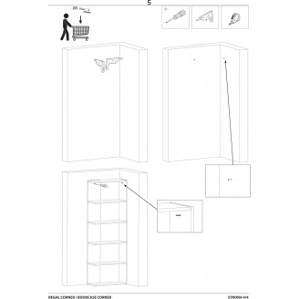 Regał stojący Corner Signal 60cm - dąb wotan/czarny | Sklep