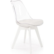 Skandynawskie Krzesło przezroczyste z poduszką K245 białe Halmar do kuchni, salonu i restauracji.