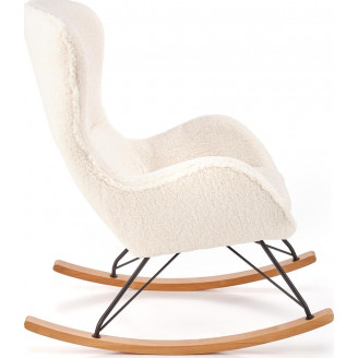 Fotel bujany Halmar Liberto: Komfortowy design w kremowym / czarnym / naturalnym