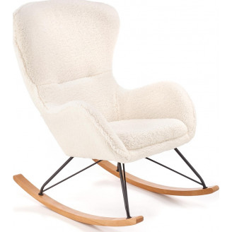 Fotel bujany Halmar Liberto: Komfortowy design w kremowym / czarnym / naturalnym
