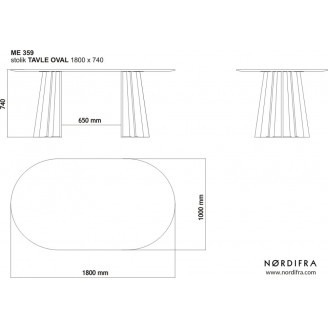 Stół owalny fornirowany Tavle Oval 180x90 dąb naturalny Nordifra