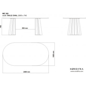Stół owalny fornirowany Tavle Oval 200x100 dąb naturalny Nordifra