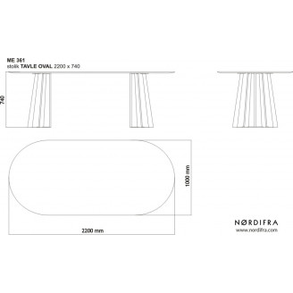 Stół owalny fornirowany Tavle Oval 220x100 dąb naturalny Nordifra
