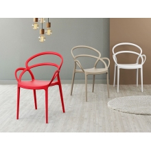 Krzesło z podłokietnikami MILA czerwone Siesta