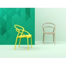 Krzesło z podłokietnikami MILA żółte Siesta