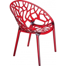 Krzesło ażurowe z tworzywa CRYSTAL czerwone przezroczyste Siesta