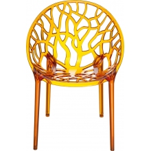Krzesło ażurowe z tworzywa CRYSTAL pomarańczowe przezroczyste Siesta