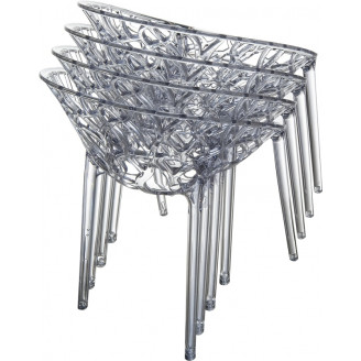 Krzesło ażurowe z tworzywa CRYSTAL pomarańczowe przezroczyste Siesta