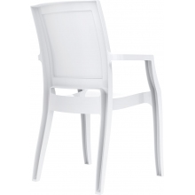 Krzesło z podłokietnikami ARTHUR lśniące białe Siesta
