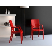 Krzesło z podłokietnikami ARTHUR lśniące czerwone Siesta
