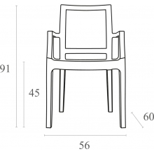 Krzesło z podłokietnikami ARTHUR bursztynowe przezroczyste Siesta