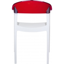 Krzesło z podłokietnikami CARMEN białe/czerwone przezroczyste Siesta