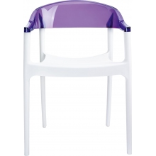 Krzesło z podłokietnikami CARMEN białe/fioletowe przezroczyste Siesta