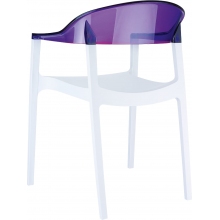 Krzesło z podłokietnikami CARMEN białe/fioletowe przezroczyste Siesta