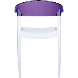 Krzesło z podłokietnikami CARMEN białe/fioletowe przezroczyste Siesta