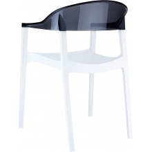 Krzesło z podłokietnikami CARMEN białe/czarne przezroczyste Siesta