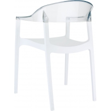 Krzesło z podłokietnikami CARMEN białe/przezroczyste Siesta