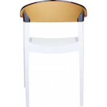 Krzesło z podłokietnikami CARMEN białe/bursztynowe przezroczyste Siesta