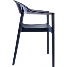 Krzesło z podłokietnikami CARMEN czarne/czarne przezroczyste Siesta