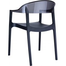 Krzesło z podłokietnikami CARMEN czarne/czarne przezroczyste Siesta