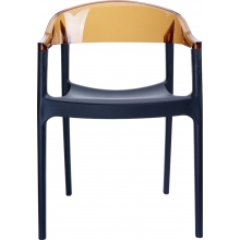 Krzesło z podłokietnikami CARMEN czarne/bursztynowe przezroczyste Siesta